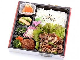 肉野菜炒め&黒毛和牛手ごねハンバーグステーキ弁当